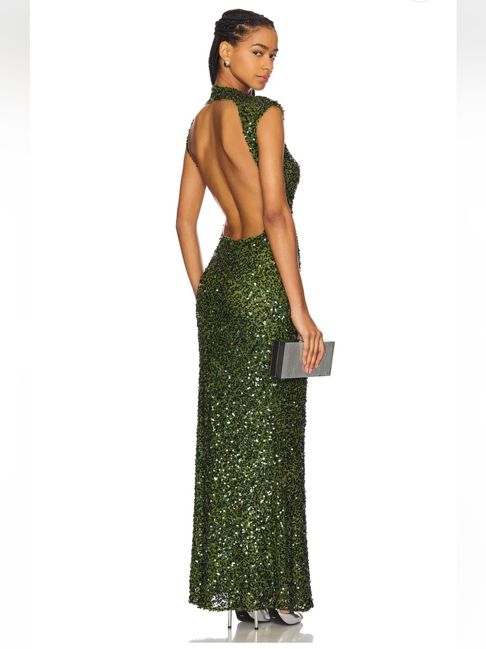 Camila Coelho Emma Maxi Dress Dark Olive | Size L | Worn Twice | Dry Cleaned